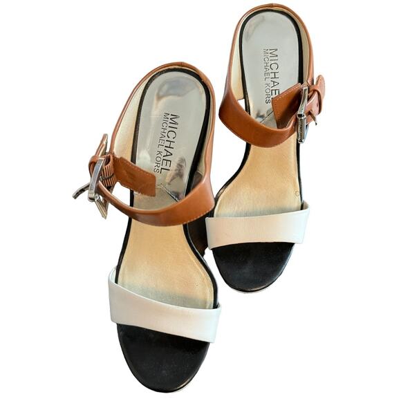 Michael Kors Beverly Buckled Color Block Stiletto Heel Sandals - Picture 3 of 11